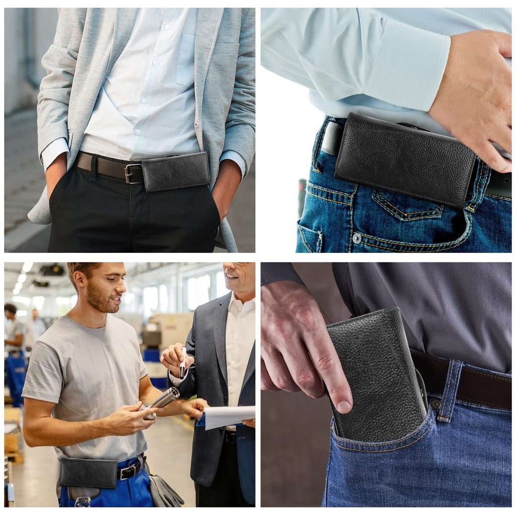 Black horizontal pouch with clip