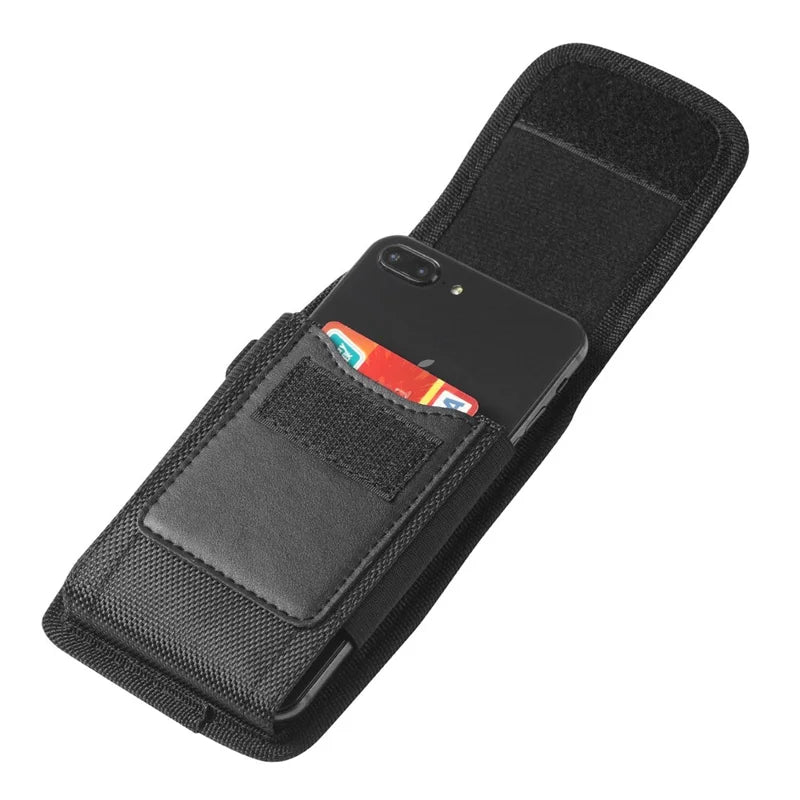Black vertical pouch with clip