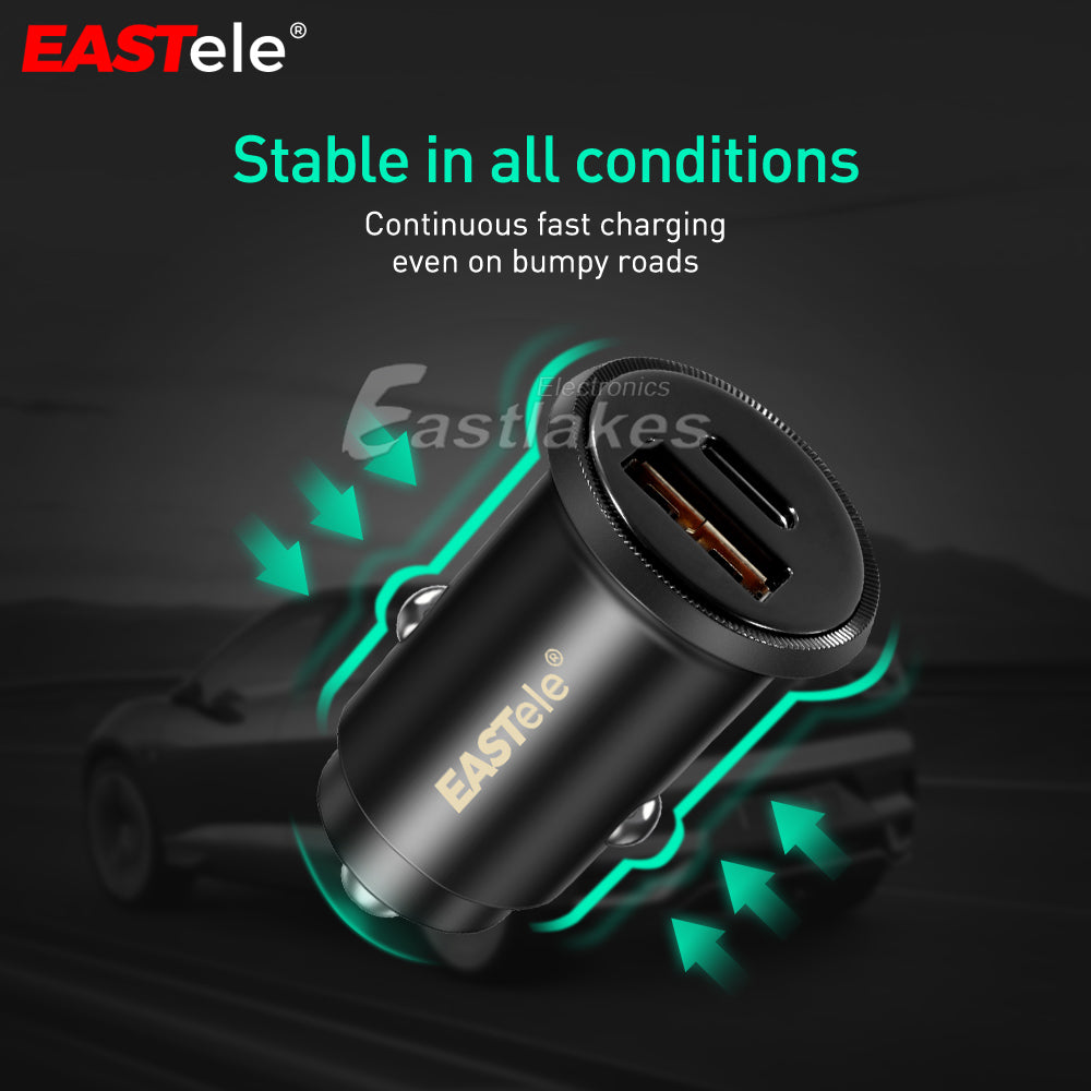 Car charger dual slots USB and  C type