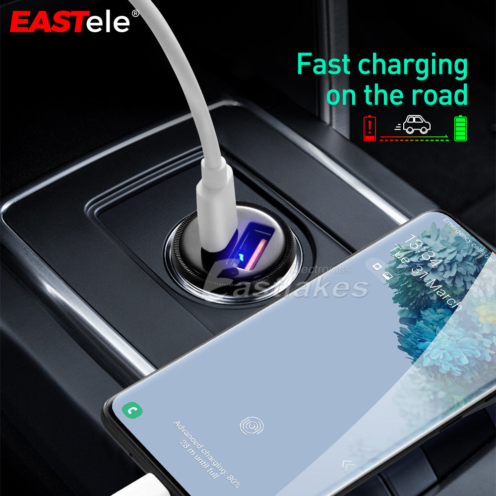Car charger dual slots USB and  C type