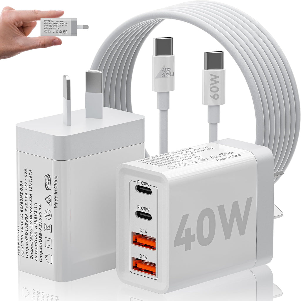 Type C 2 slots and USB 2 slots Adopter 38w