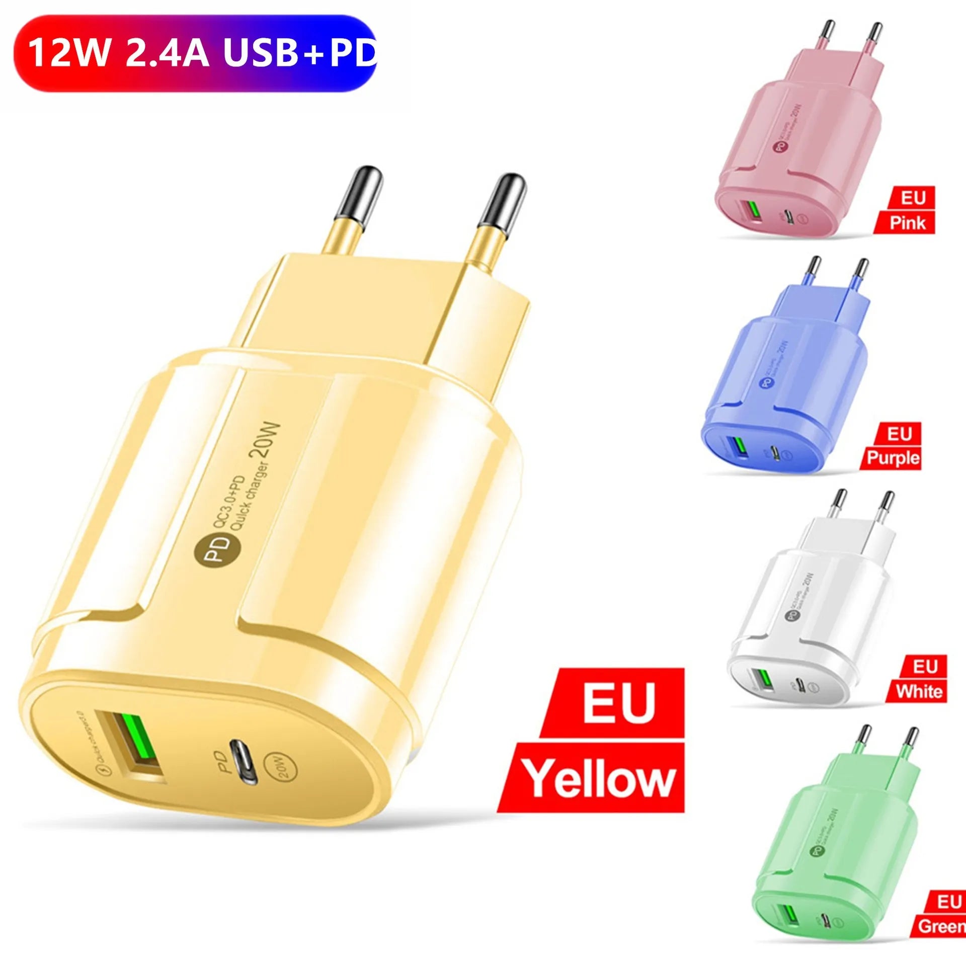 Wall charger Dual Type C slots 12w