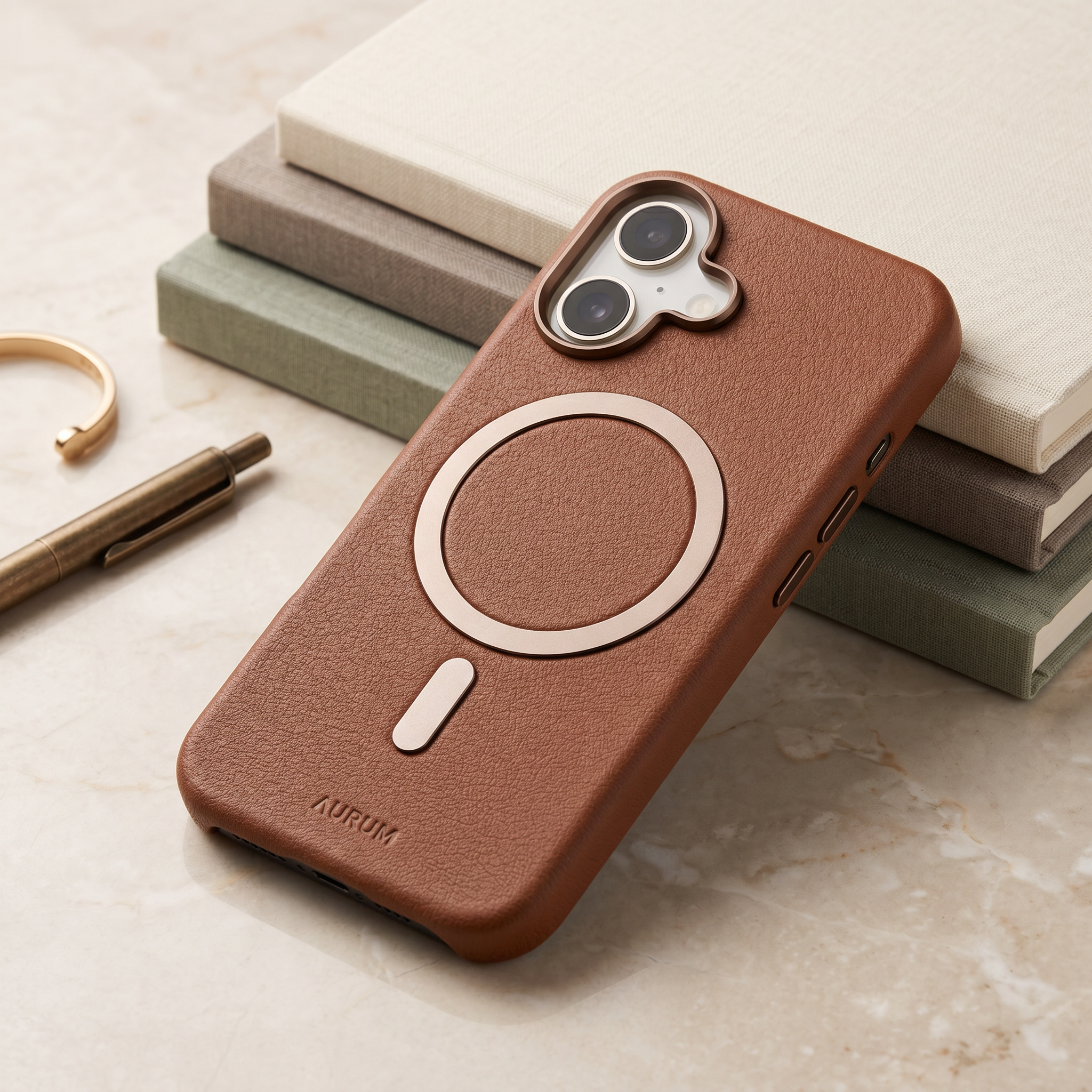 MagSafe-compatible leather phone case for iphone