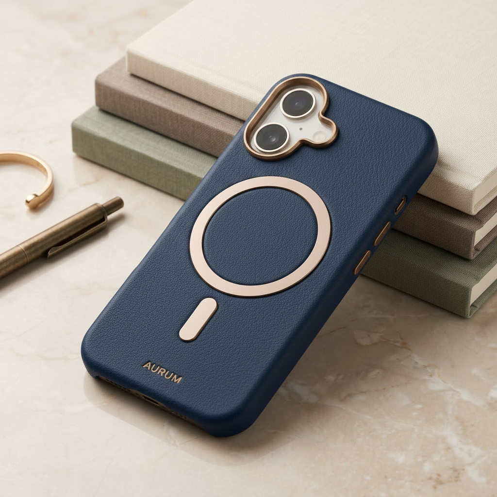 MagSafe-compatible leather phone case for iphone