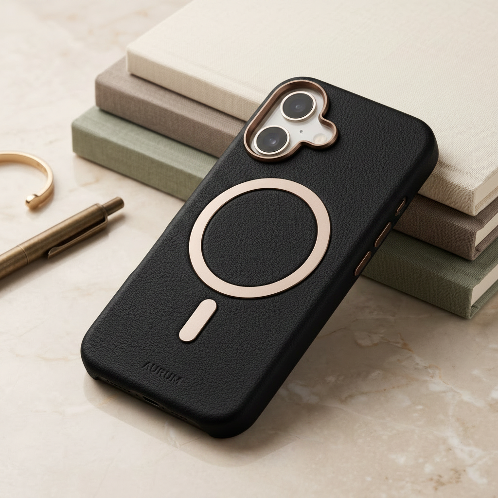 MagSafe-compatible leather phone case for iphone