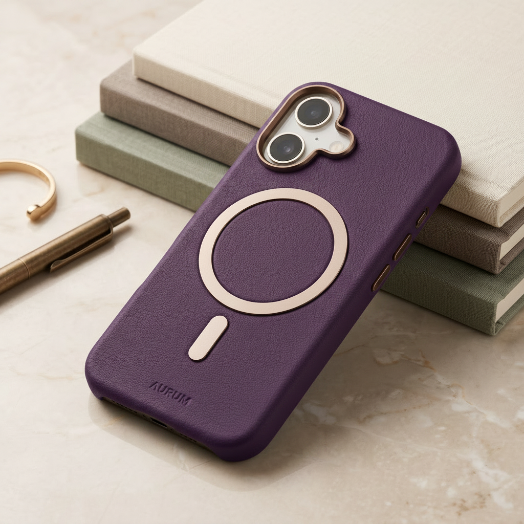 MagSafe-compatible leather phone case for iphone