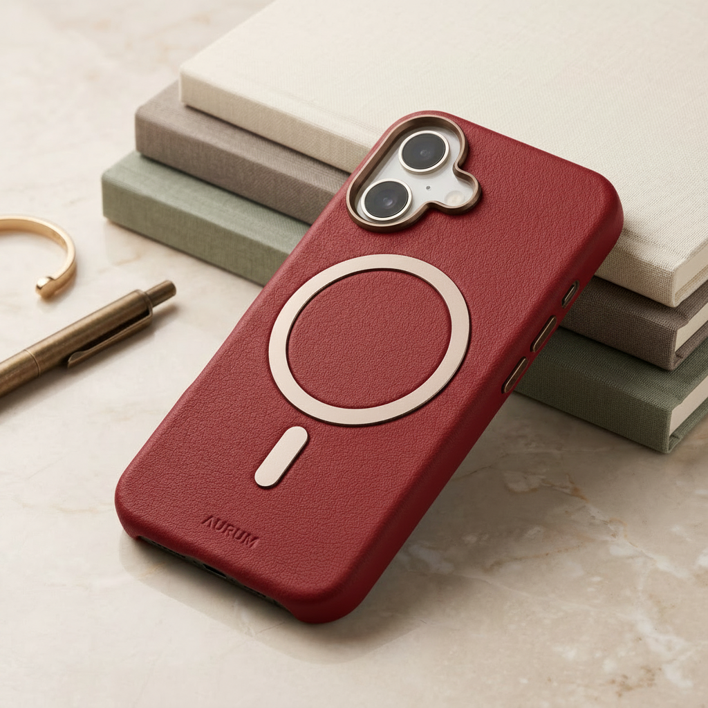 MagSafe-compatible leather phone case for iphone