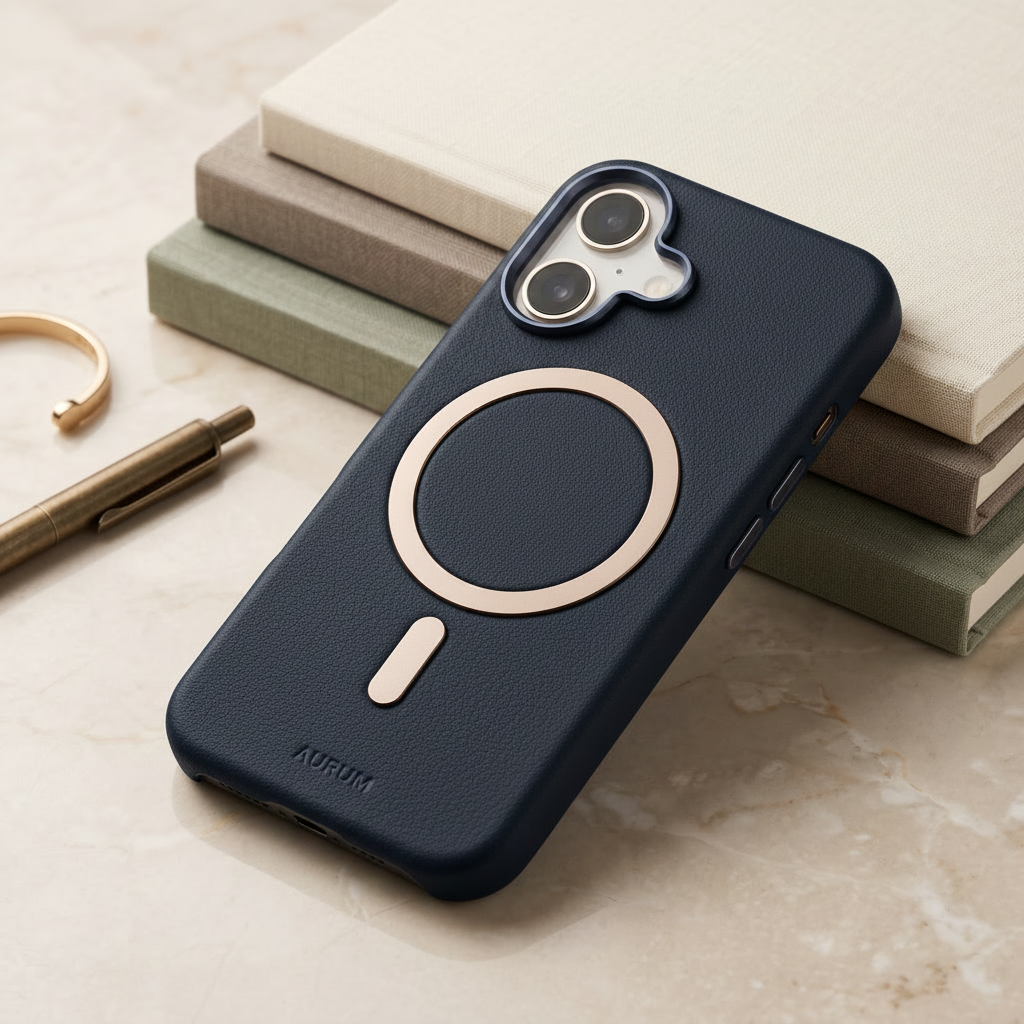 MagSafe-compatible leather phone case for iphone