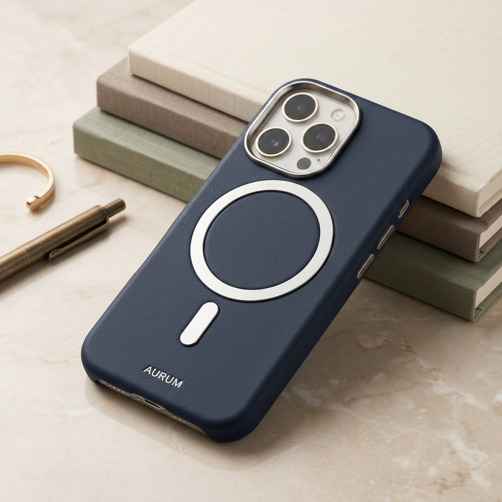 MagSafe-compatible leather phone case for iphone