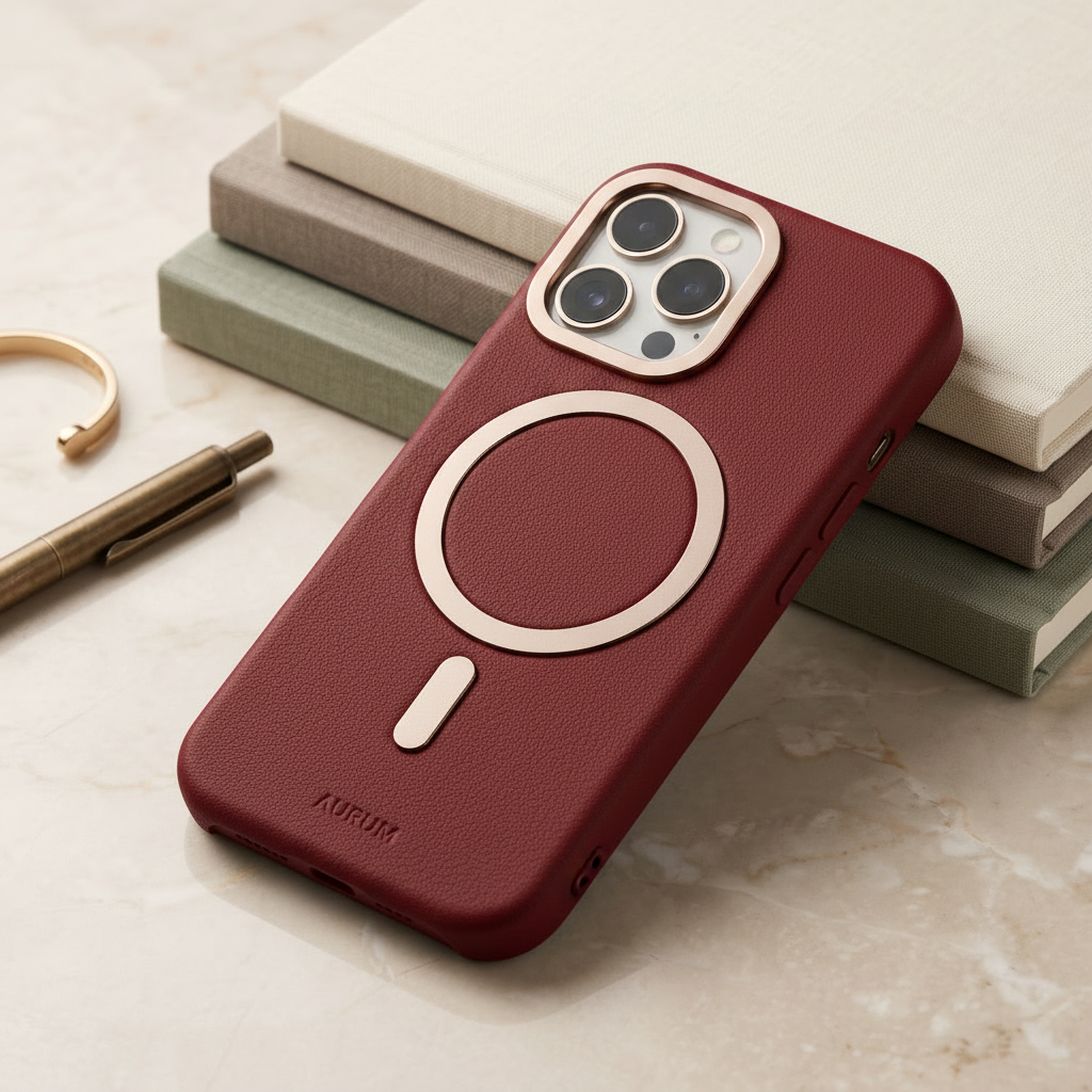 MagSafe-compatible leather phone case for iphone