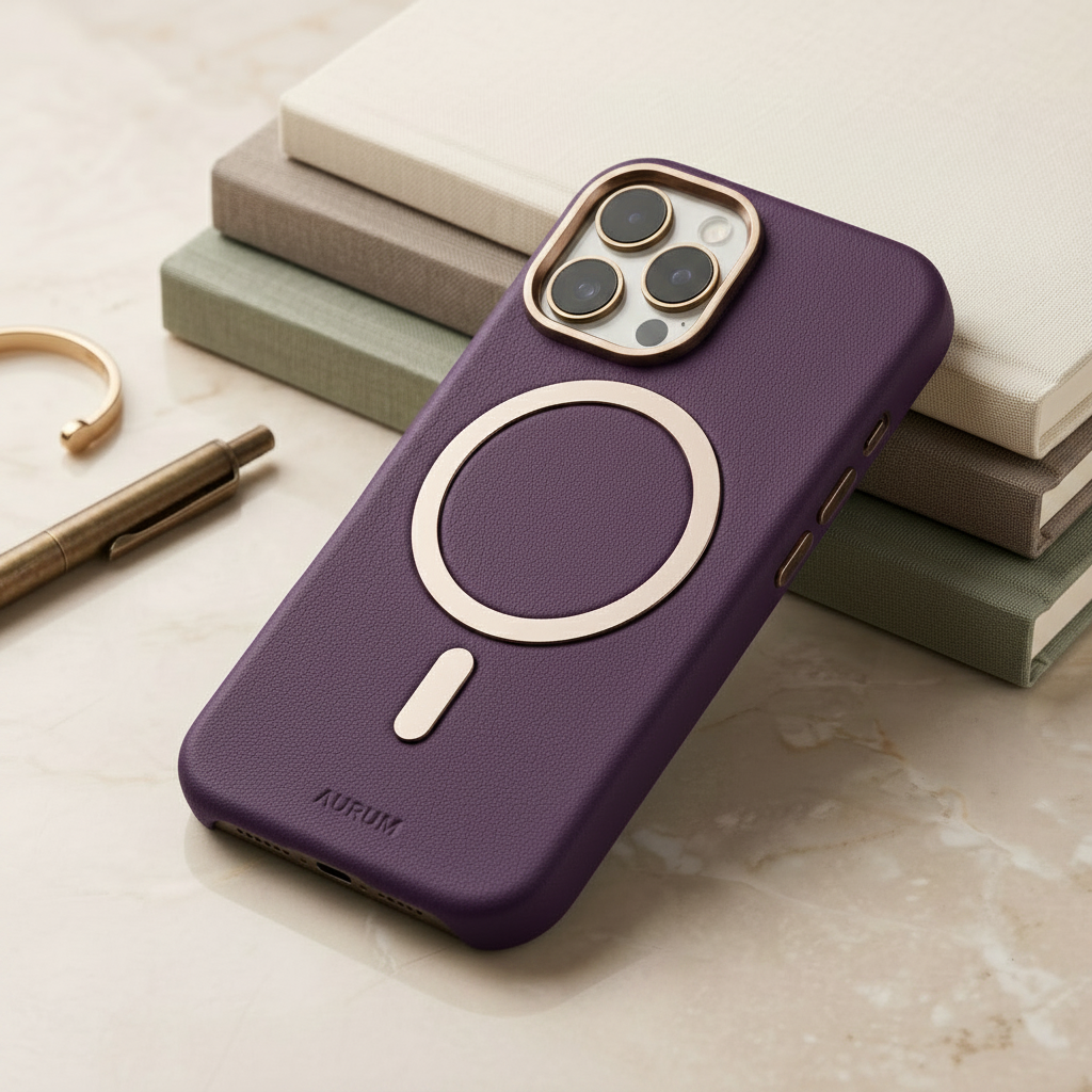 MagSafe-compatible leather phone case for iphone
