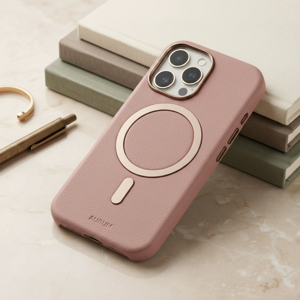MagSafe-compatible leather phone case for iphone