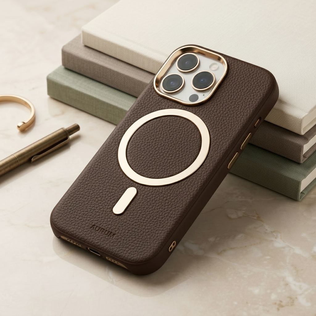 MagSafe-compatible leather phone case for iphone