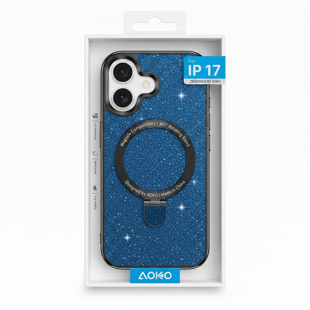 Clear glitter  mage safe with kick stand for iphone
