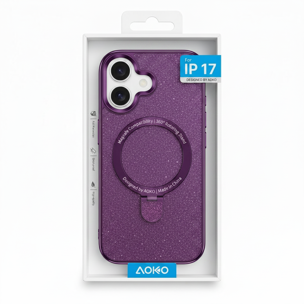 Clear glitter  mage safe with kick stand for iphone